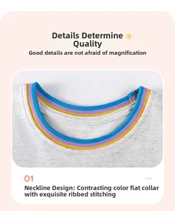 Détail d'une robe en tricot gris avec encolure côtelée rayée et coutures de précision
