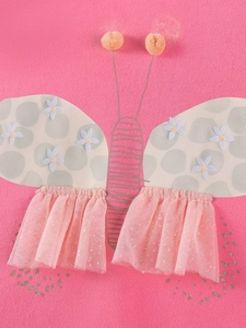 Pink toddler sweatshirt featuring detailed 3D butterfly design and plush pom-pom accents