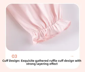 Détail des poignets à volants roses avec texture froncée sur robe en coton fille