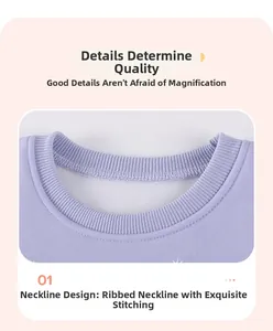 Detailed close-up of lavender fleece girl's dress with ribbed neckline and fine stitching