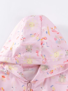 Rosa Kapuzenjacke für Baby Mädchen mit niedlichem Einhorn- und Sonnen-Cartoon-Druck