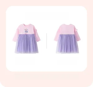 Vues avant et arrière de la robe de fille à manches longues avec jupe en tulle et fée