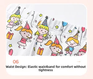 Détail de la taille élastique du pantalon en coton pour bébé avec imprimé dessin animé
