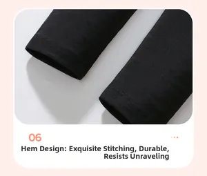 Detail view of neatly stitched double-needle hems on black cotton trousers cuff