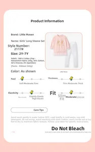 Detail view of pink cotton sweatshirt with bunny print and white ribbed elastic pants