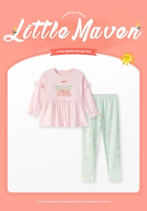 Détail du haut rose à volants et pantalon à fleurs pour filles âgées de 2 à 7 ans