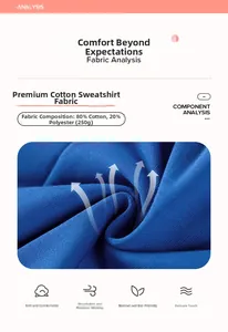 Macro shot of 250g royal blue cotton blend fabric showing soft breathable texture