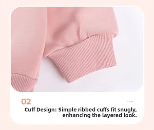 Detailed macro view of pink ribbed elastic cuffs on a children's warm hooded sweatshirt