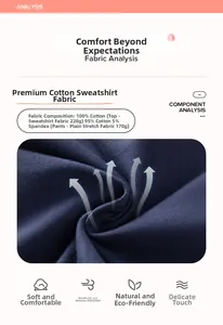 Detail of soft 100% cotton breathable navy fabric for children's autumn clothing set