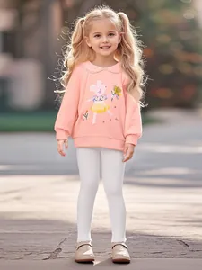 Little Maven Girls Long Sleeve Top And Pants Set Cotton Pink Peter Pan Collar Cartoon Mouse Embroidered Autumn Kids Outfits