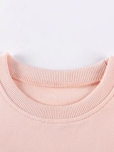 Rosa Langarm-Sweatshirt für Mädchen mit geripptem Rundhals und feinen Nähten