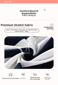 Texture dettagliata del tessuto in jersey di cotone a righe bianche e blu da 180g