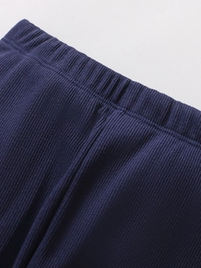 Dunkelblaue Rippstrick-Hose für Kinder mit elastischem Bund und feinen Nähten