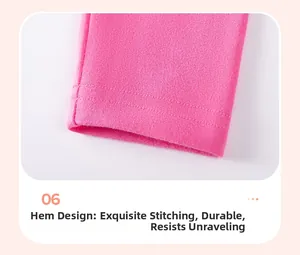 Close-up of pink knit pant cuffs with double-needle stitching for durability