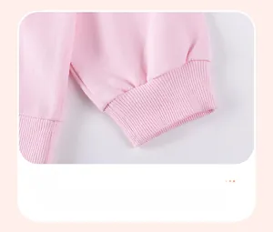 Close-up of pink long sleeve rib knit cuff showing soft cotton fabric and texture