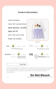 Detail view of cotton top with moon stars print and purple mesh skirt on girl's dress