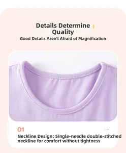 Detail of light purple cotton dress neckline featuring soft stretch ribbed binding