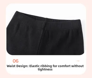 Detail view of high elastic waistband and ribbed fabric texture for girls' clothing