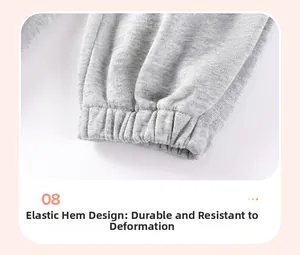 Detail of grey knitted cotton blend jogger cuffs with elasticated anti-deformation design