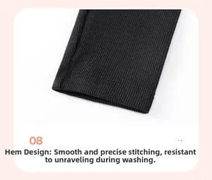 Close-up of ribbed knit cuffs with double-needle stitching on children's striped pants