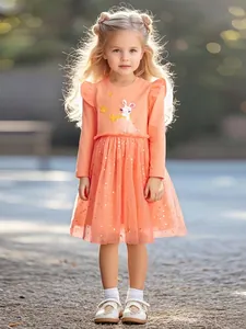 Little Maven Ragazza Manica Lunga Ricamo Topo Del Fumetto Maglia Abito Da Principessa Gonna Tutu Paillettes Autunno Bambini Vestito Cotone