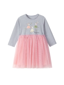 Mädchen Langarm Tüll Prinzessinnenkleid mit Cartoon Maus und rosa Tutu Rock