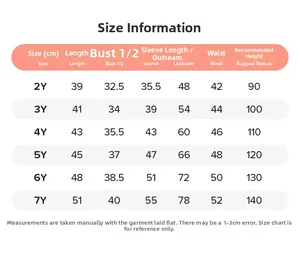 Detailed size guide for boys Christmas outfit set including length and bust measurements