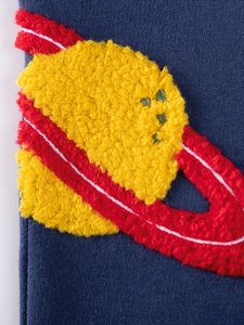 Boys navy cotton sweatshirt with yellow and red space planet chenille embroidery patch