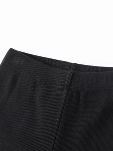 Girls black ribbed knit striped clothing set with high-quality elastic waistband detail