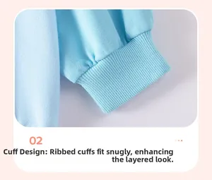 Detail of light blue cotton ribbed cuffs on long-sleeve clothing for kids