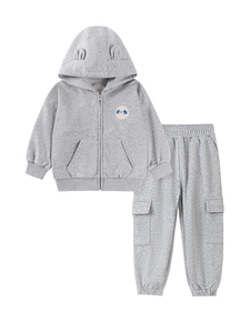Ensemble sweat à capuche gris pour tout-petit avec oreilles et pantalon cargo assorti