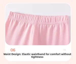 Detail of pink knitted toddler leggings showing the elastic waistband for a comfortable fit