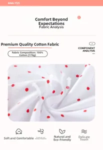 Détail du tissu 100% coton blanc à pois rouges montrant la texture respirante de 170g