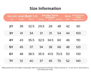 Detailed size chart for girls' fleece hoodie and pants set from age 2Y up to 7Y