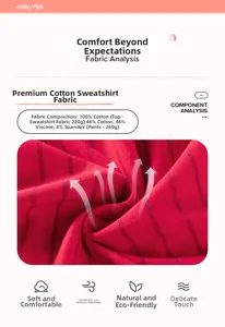Detail of red and white striped 100% cotton fabric for girls Christmas sweatshirt