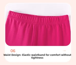 Detail of elastic waistband on girls' pink knitted trousers for comfortable fit