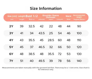 Detailed size chart for girls' hoodies with measurements for length, bust and sleeve