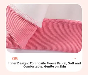Detail of pink ribbed cuffs and soft white fleece lining for girls' autumn warm outfit