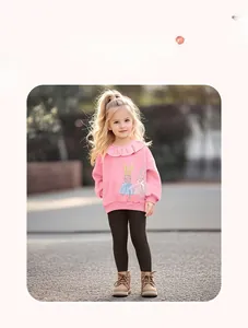 Ensemble d'automne Little Maven fille avec sweat en polaire rose et legging noir