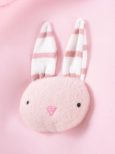 Sweat-shirt en polaire rose pour tout-petit avec lapin en peluche 3D et oreilles rayées