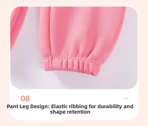 Detail shot of pink girls' joggers showing the elastic ribbed cuffs and soft fabric texture