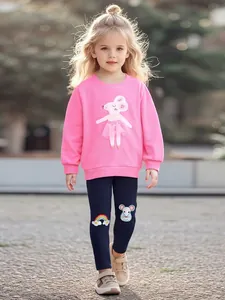 Girls Cotton Casual Outfits Long Sleeve Cartoon Mouse Sweatshirt Top And Pants Bottoms Clothing For Toddler Autumn Clothing