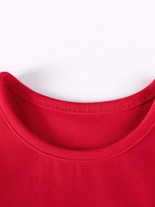 Vestito natalizio rosso a maniche lunghe per bambine con girocollo in cotone resistente