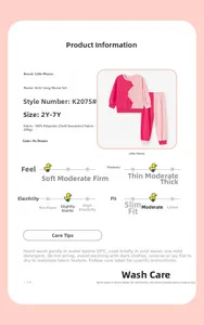 Detailed size and material guide for girls' pink long-sleeve polyester tracksuit sets
