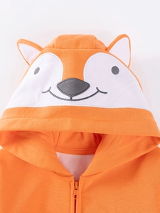 Sweat à capuche renard orange pour garçons avec oreilles 3D et broderies