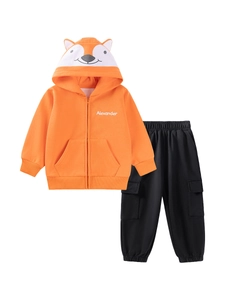Ensemble sweat à capuche en polaire pour garçon avec oreilles de renard et pantalon cargo