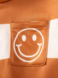 Ensemble sweat à capuche rayé orange et blanc pour petit garçon avec poche