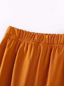Pantalon en maille automne pour garçon orange caramel avec taille haute élastique