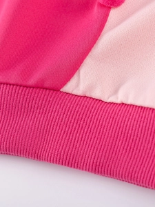 Pink two-tone girls long sleeve cotton sweatshirt with ribbed hem detail
