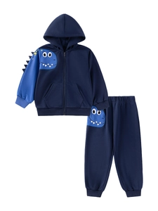 Survêtement dinosaure pour garçon avec sweat à capuche et pantalon en coton bleu marine